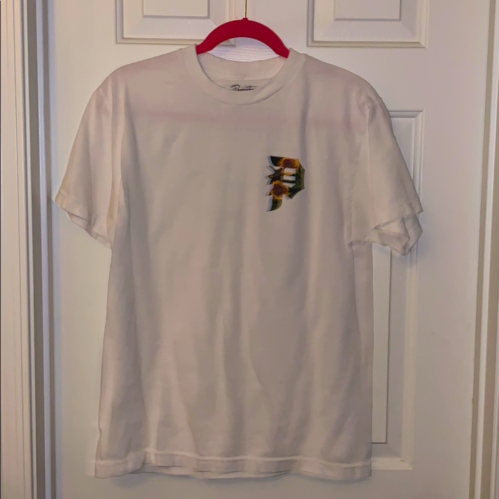 Sunflower logo white t-shirt.